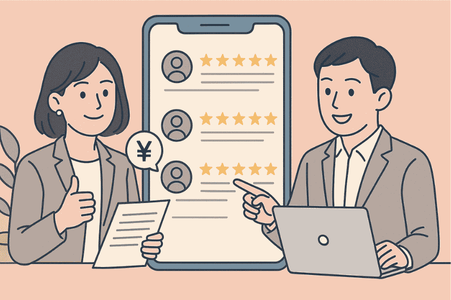 バーチャルオフィス1 渋谷店の評判を解説する画像。渋谷という立地や郵便対応、会議室利用に関する実際の口コミが掲載されている画像