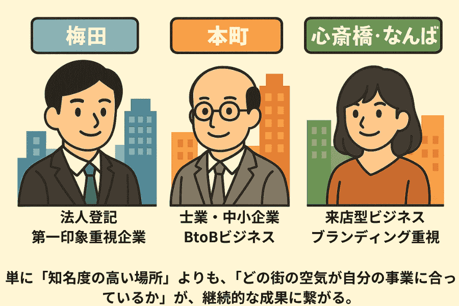 大阪のバーチャルオフィス住所貸しを活用する人の具体的な事例と利用目的を紹介する画像