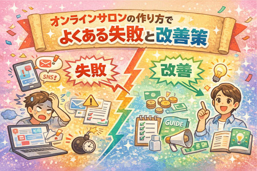 オンラインサロン運営でよくある失敗とその改善策を解説した画像