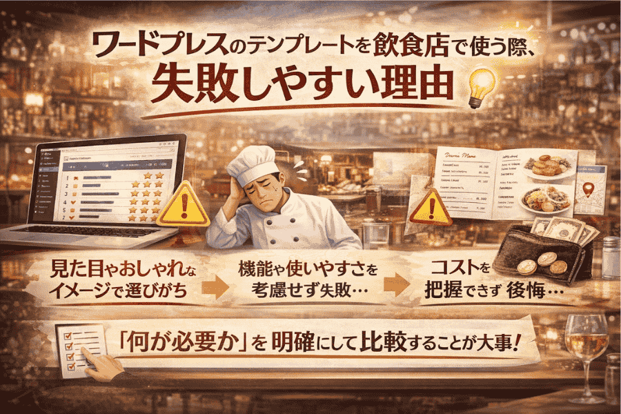 ワードプレスのテンプレートを飲食店で選ぶ前に確認すべき3つの軸