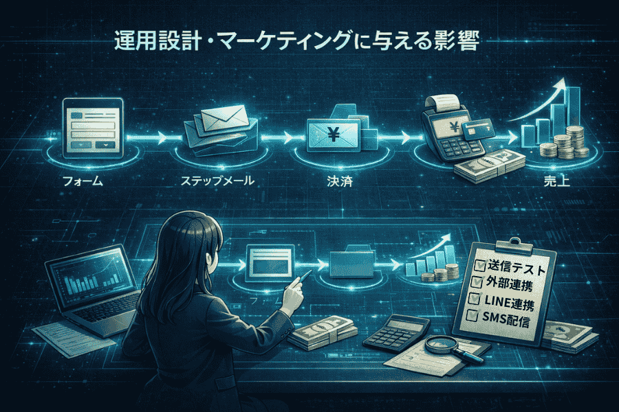 マイスピーのプラン変更がメルマガ配信やステップメール設計に与えるマーケティング上の影響を解説した画像