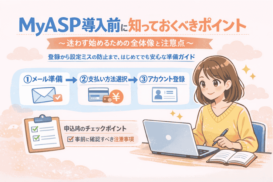 マイスピー契約前に確認すべき手続きの流れや注意点を図解で説明している画像