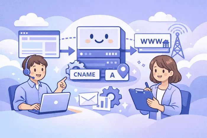 Gammaでカスタムドメインを設定し独自ドメインのURLでページを公開する仕組みを解説する画像