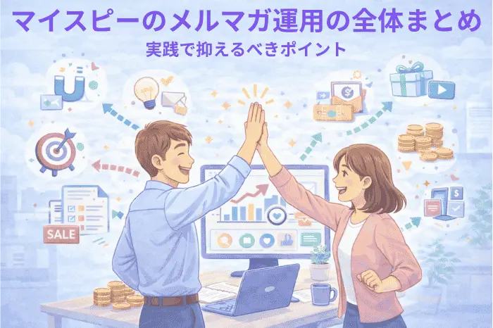 マイスピーでメルマガ運用の全体像を整理し集客から販売・改善までの流れを体系的にまとめた画像