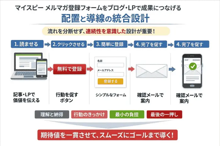 マイスピーのメルマガ登録フォームにおける配置・導線・項目・デザインを連動させて登録率を高める統合設計