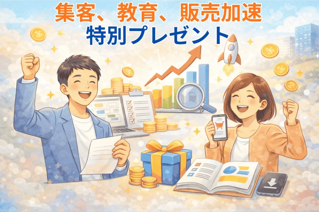 集客と教育と販売を加速させるリスト獲得導線の構造構築テンプレートを紹介する案内画像