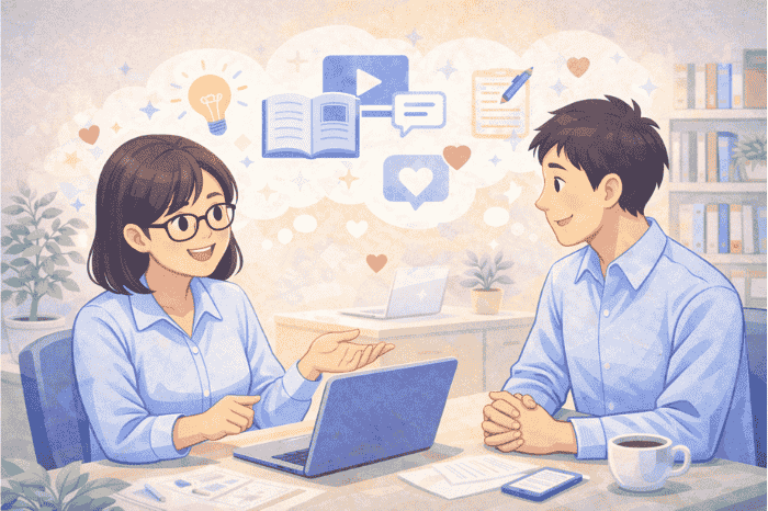 集客と教育と販売の流れにおいて教育が信頼構築を担い問題提起から解決策提示まで導く仕組みを解説する画像