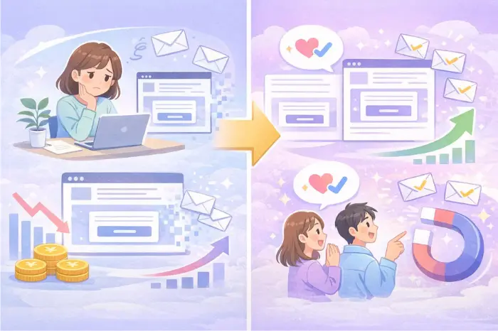 マイスピーのメルマガ登録フォームをブログ記事の冒頭・中盤・終盤に配置した場合の登録率の違いと最適な設置場所を解説する画像