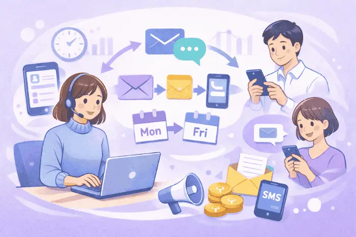 マイスピーでスタンダードプランの機能としてステップ配信やシナリオ設計が柔軟に行える特徴を解説する画像