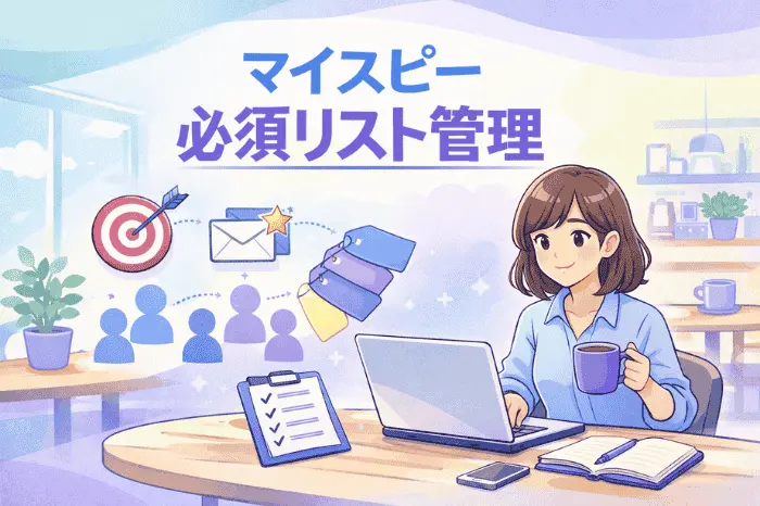 マイスピー スタンダードプラン 設定方法における読者リスト管理とラベル設計の重要性を解説した画像