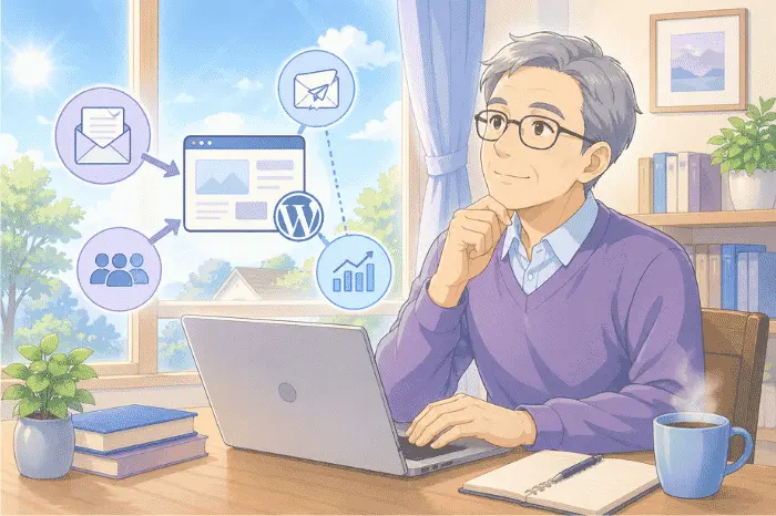 マイスピーとワードプレスの連携による全体設計や会員サイト構築の仕組みを解説する画像