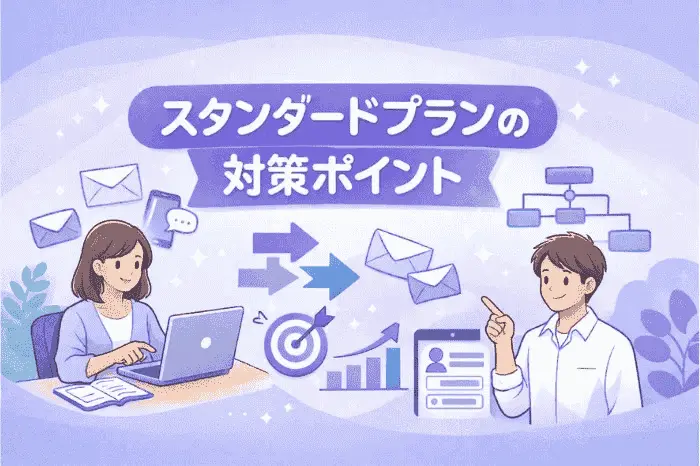 マイスピーのスタンダードプランで活用できるセグメントやシナリオ機能を組み合わせたデメリット対策の範囲を解説する画像