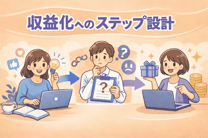 マイスピーのスタンダードプランでできることを活用した価値提供から問題提起、商品提案までの導線設計パターンを示した画像