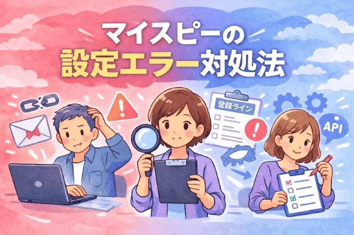 マイスピーのスタンダードプランの設定方法における配信エラーやフォーム不具合の原因と対処法をまとめた画像