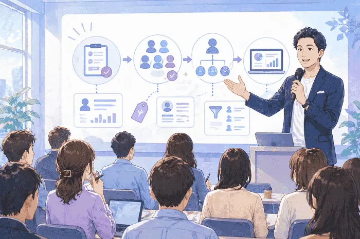 マイスピーのスタンダードプランの使い方として会員管理でのリスト確認分類抽出やタグ付け操作を解説する画像
