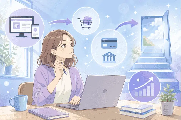 マイスピーの有料商品を理解した後の販売導線や設定手順の進め方を解説する画像