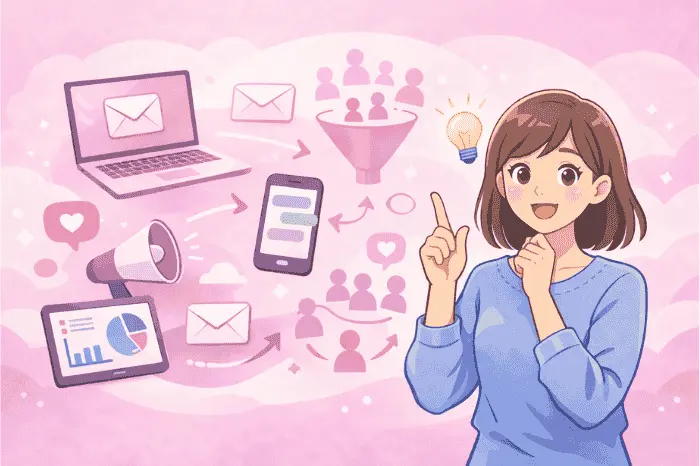 マイスピー スタンダードプランがおすすめな人がメールやLINE配信を組み合わせて顧客ごとに最適な配信を行っている様子の画像