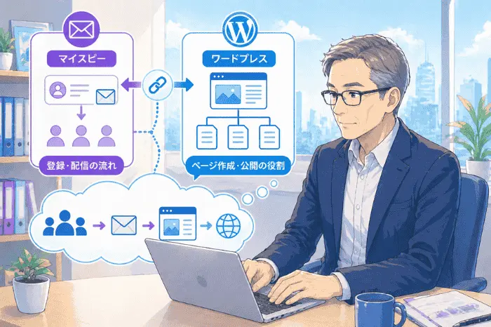 マイスピーとワードプレス連携における役割の違いと使い分けのポイントを解説している画像