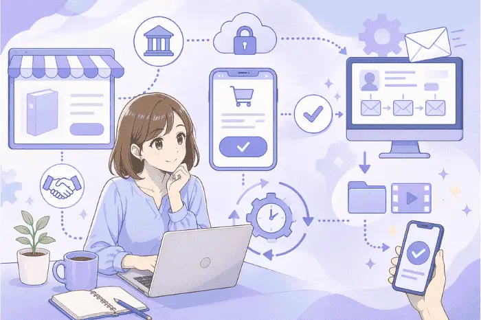 マイスピーの有料商品が外部決済と連携して処理される基本構造を解説する画像