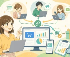 マイスピーでアフィリエイト設定を行い販売導線と成果管理の仕組みを解説している画像