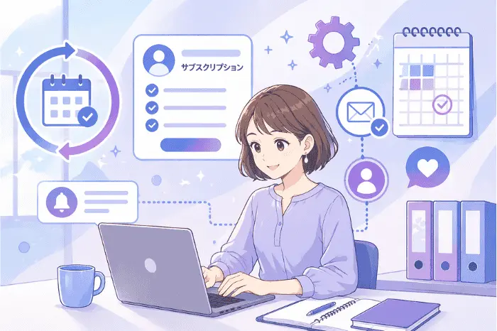 マイスピー サブスク 作り方で継続課金のサイクルや課金日、解約条件を設定する管理画面のイメージ画像