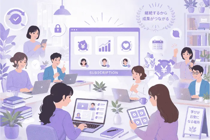 マイスピー スタンダードプランがおすすめな人が継続課金モデルで会員を管理しながら安定収益を構築している様子の画像