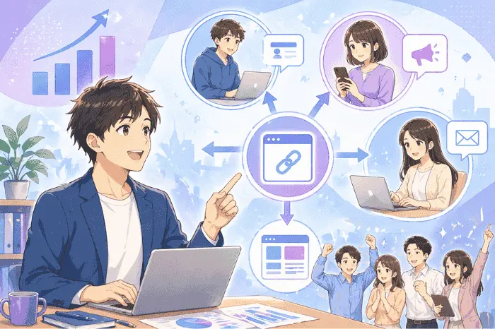 マイスピーでアフィリエイト設定を導入すべき人や販売導線拡張のメリットを解説している画像