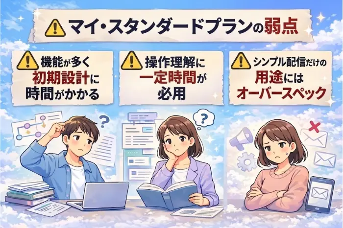 マイスピー スタンダードプランのメリット デメリットから見える弱点として自由度の高さによる扱いにくさを解説した画像