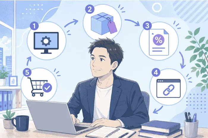 マイスピーでアフィリエイト設定の手順をセンター有効化から報酬設定まで解説している画像