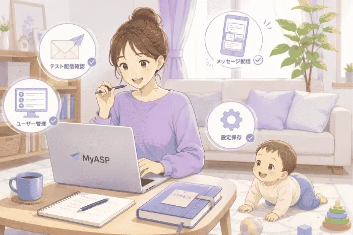 マイスピー LINE連携の方法で接続完了後に保存状況や配信反映を確認している画像