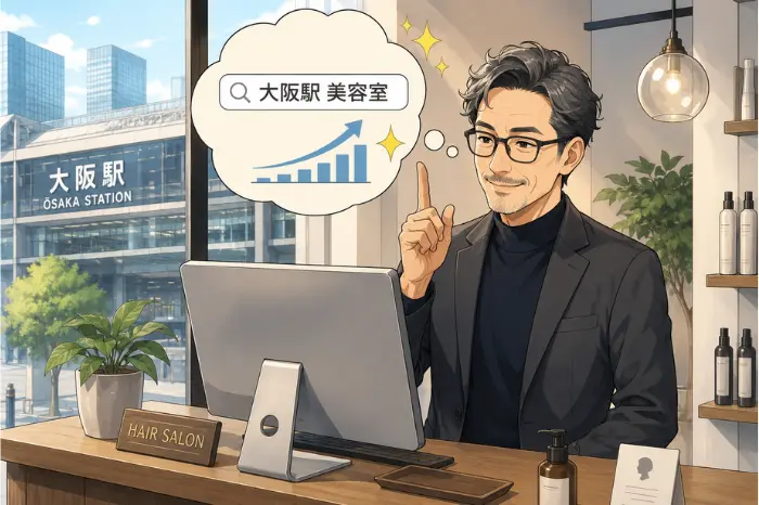 地域名ごとの検索傾向と来店範囲をもとに美容室のSEOキーワード選定方法を解説する画像