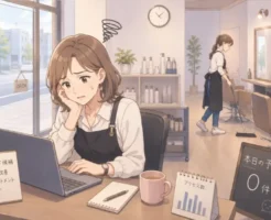 美容室オーナーが予約につながる美容室のSEOキーワード選定に悩みながらアクセス改善を考えている画像